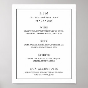 Enkel svart och vit Monogram Elegant bröllop Poster