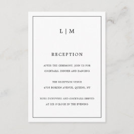 Enkel svart och vit Monogram Elegant bröllop Tilläggskort