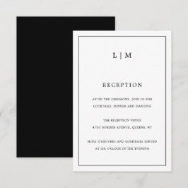 Enkel svart och vit Monogram Elegant bröllop Tilläggskort