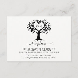 Enkel svart och vit Monogram Heart Träd Bröllop Tilläggskort