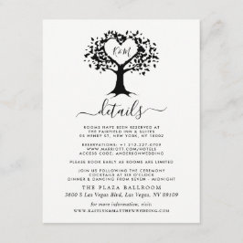 Enkel svart och vit Monogram Heart Träd Bröllop Tilläggskort