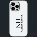Enkel svart och vit monogram Modern<br><div class="desc">Modern telefonväska med en enkel och minimal svart och vit design med ditt monogram i ett fet teckensnitt tillsammans med ditt namn.</div>