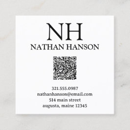 Enkel svart och vit monogram Modern Fyrkantigt Visitkort