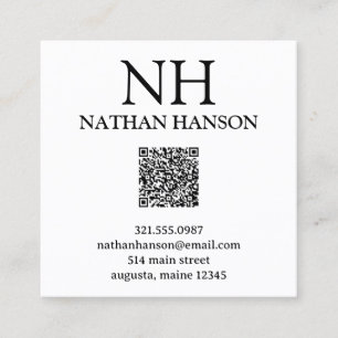 Enkel svart och vit monogram Modern Fyrkantigt Visitkort