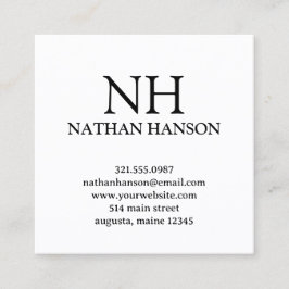 Enkel svart och vit monogram Modern Fyrkantigt Visitkort