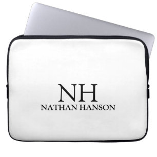 Enkel svart och vit monogram Modern Laptop Fodral