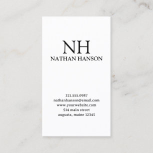Enkel svart och vit monogram Modern Visitkort