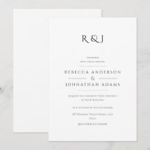 Enkel svart och vit monogrammad Bröllop