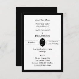 Enkel svart och vit Personlig Spara Datumet