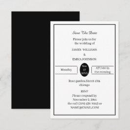 Enkel svart och vit Personlig Spara Datumet