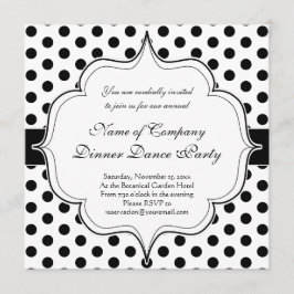 Enkel svart och vit polka-punkt-Basic Mönster Inbjudningar