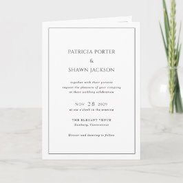 Enkel svart och vit QR-kod Elegant bröllop Inbjudan