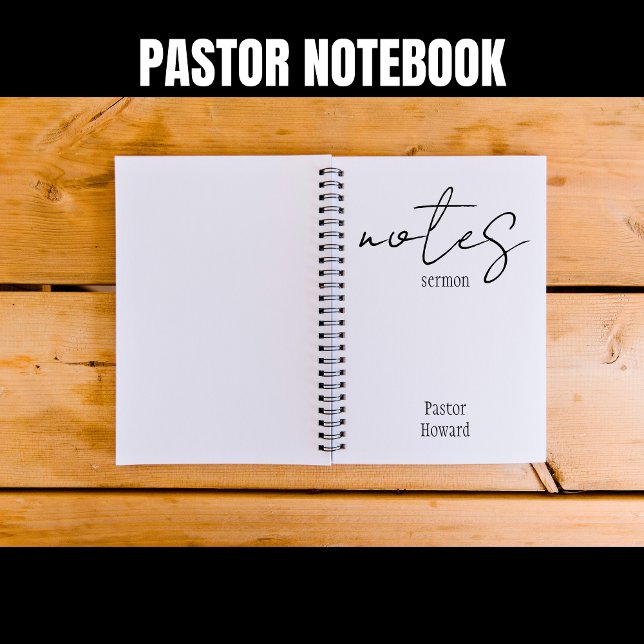 Enkel svart och vit serveranteckningsbok anteckningsbok (Pastor's Sermon Notes Diary)