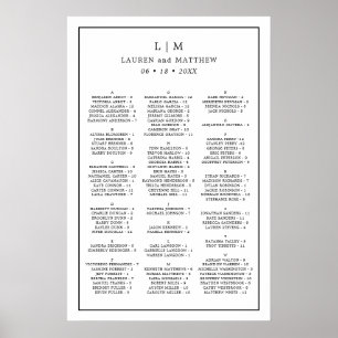 Enkel svart och vit sittplan för bröllop poster