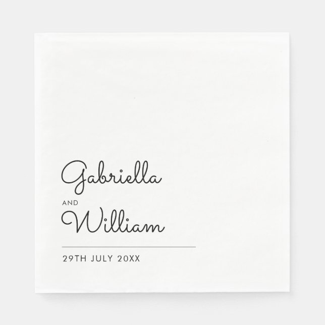 Enkel svart och vit skrift pappersservett (Framsidan)