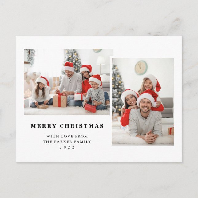 Enkel svart och vit två foto-God jul Helg Vykort (Framsida)