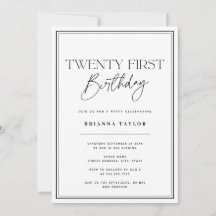 Enkel svart och vit typografi 21:a födelsedag