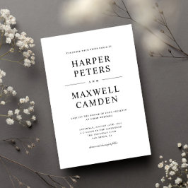 Enkel svart och vit typografi Bröllop Inbjudningar