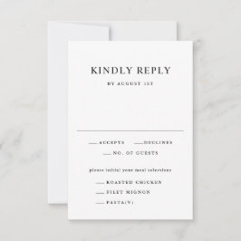 Enkel svart och vit typografi Bröllop OSA Kort