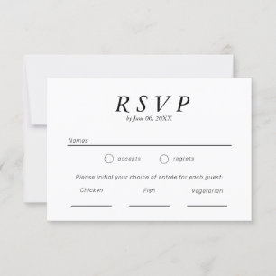Enkel svart och vit typografi Bröllop RSVP OSA Kort