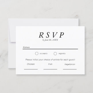 Enkel svart och vit typografi Bröllop RSVP OSA Kort