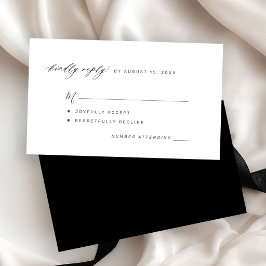 Enkel svart och vit vänlig svar bröllop RSVP Tilläggskort