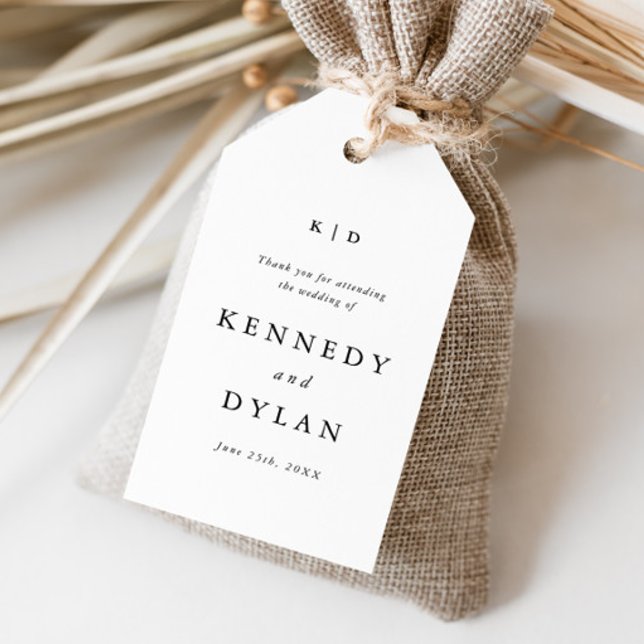 Enkel svart och vit vigselmonogrampresent presentetikett (Simple black and white wedding monogram thank you favor tag.
)