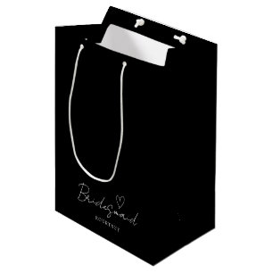 Enkel svart Personlig, Bridesmaid Gift Bag