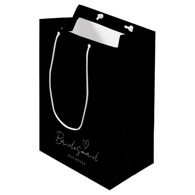 Enkel svart Personlig, Bridesmaid Gift Bag (Framsidan Vinklad)