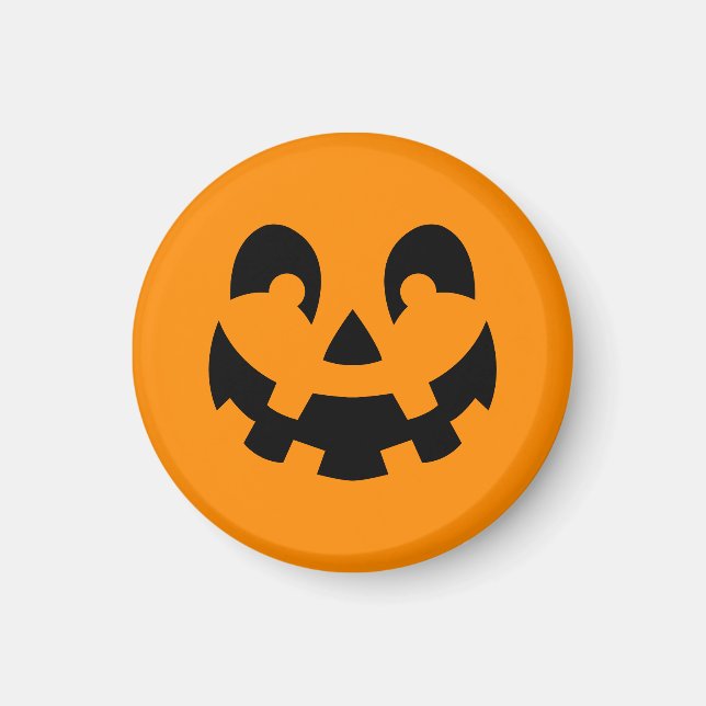 Enkel svart pumpa ansikte på orange Halloween Magnet (Framsidan)