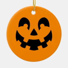 Enkel svart Pumpkin Ansikte på Orange Halloween Julgransprydnad Keramik