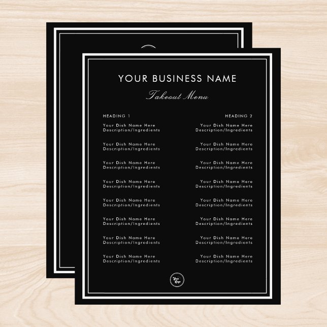 Enkel svart ram ram restaurang café takeaway flygblad (Skapare uppladdad)