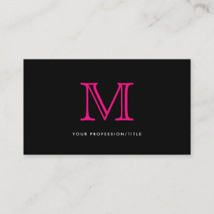 Enkel svart Rosa Modern typgrafi Monogram Visitkort