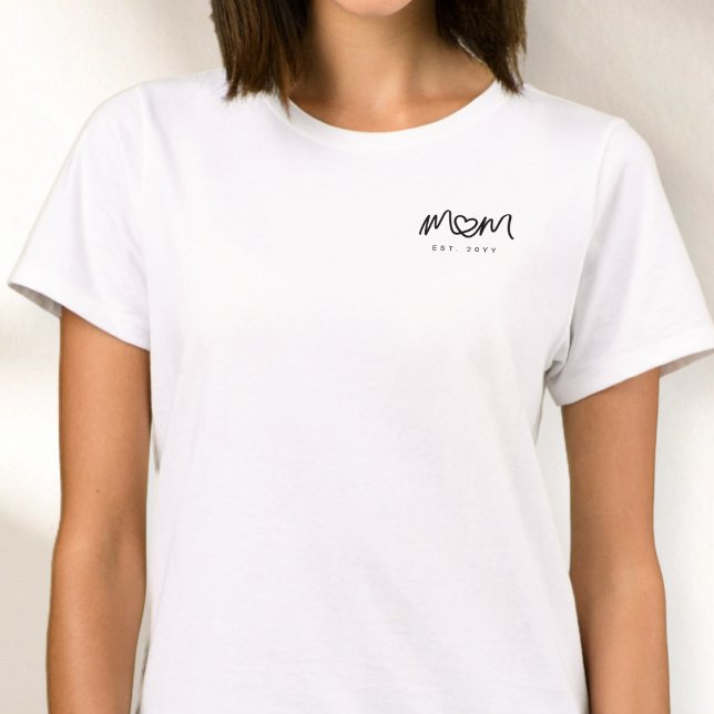 Enkel svart script hjärta Ny mamma etablerad T Shirt (Simple Black Script Heart New Mom Established T-Shirt)