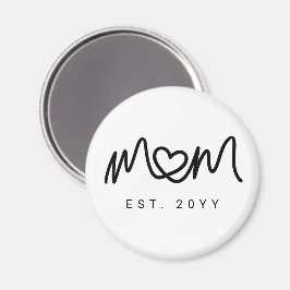 Enkel svart skript hjärta Ny mamma etablerad Magnet