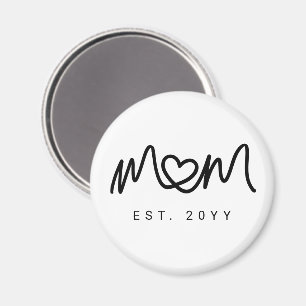 Enkel svart skript hjärta Ny mamma etablerad Magnet