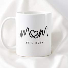 Enkel Svart Skript Hjärtan Ny Mamma Etablerad Est Kaffemugg