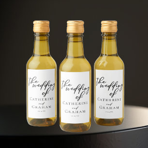 Enkel svart typografi Modern formell Bröllop-minia Vinetikett