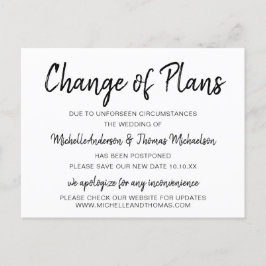 Enkel svart-vit ändring av planer meddelande vykort