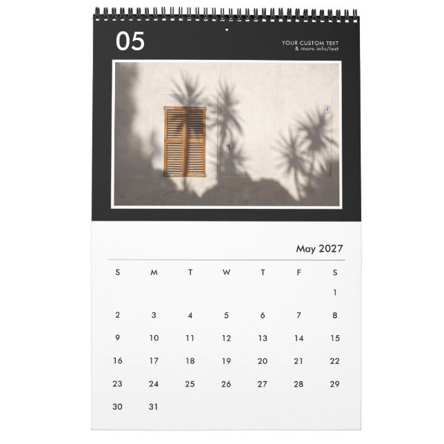 Enkel svart-vit anpassad fotokalender för 2023 kalender (May 2027)