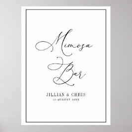 enkel svart-vit bröllop mimosa pub-symbol poster