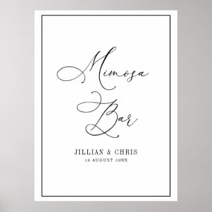 enkel svart-vit bröllop mimosa pub-symbol poster