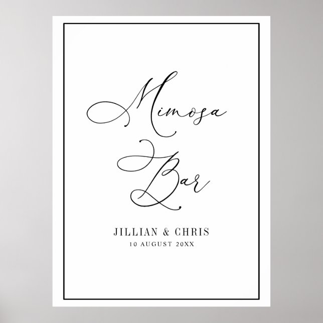 enkel svart-vit bröllop mimosa pub-symbol poster (Framsidan)