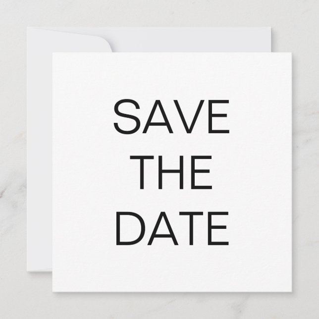 Enkel svart vit Bröllop-textruta Spara Datumet (Framsida)