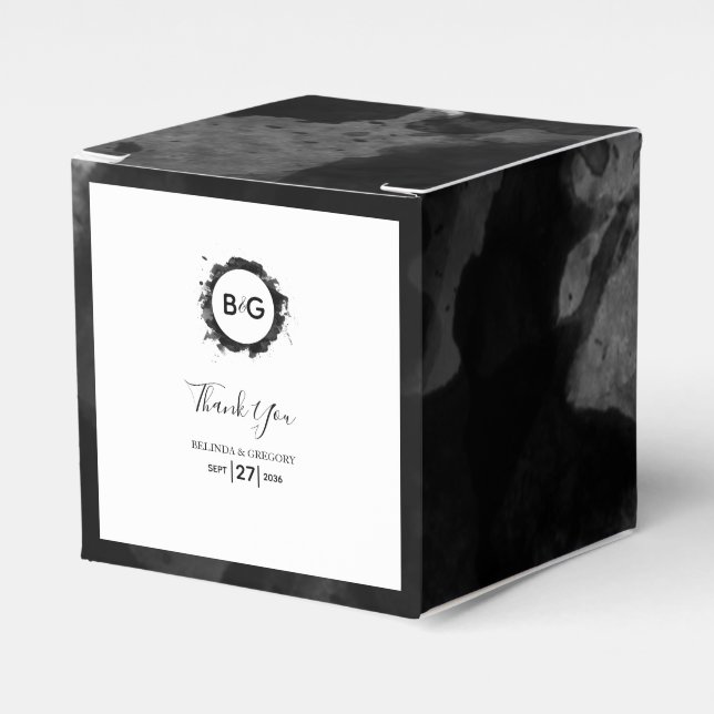 Enkel svart vit Bröllop-vattenfärg Presentaskar (Framsidan Sidan)
