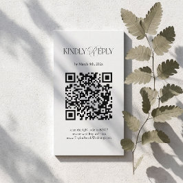 Enkel svart-vit bröllops-svar QR-kod Tilläggskort