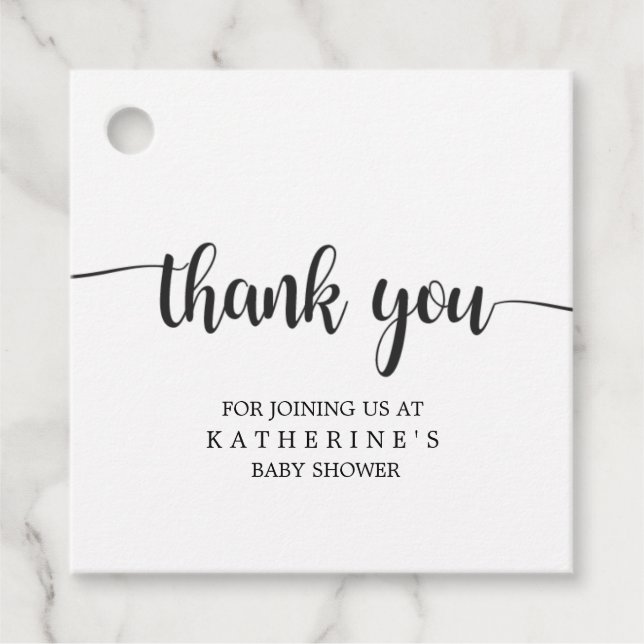 Enkel svart-vit buffelplaid tack gåvor etiketter (Framsida)