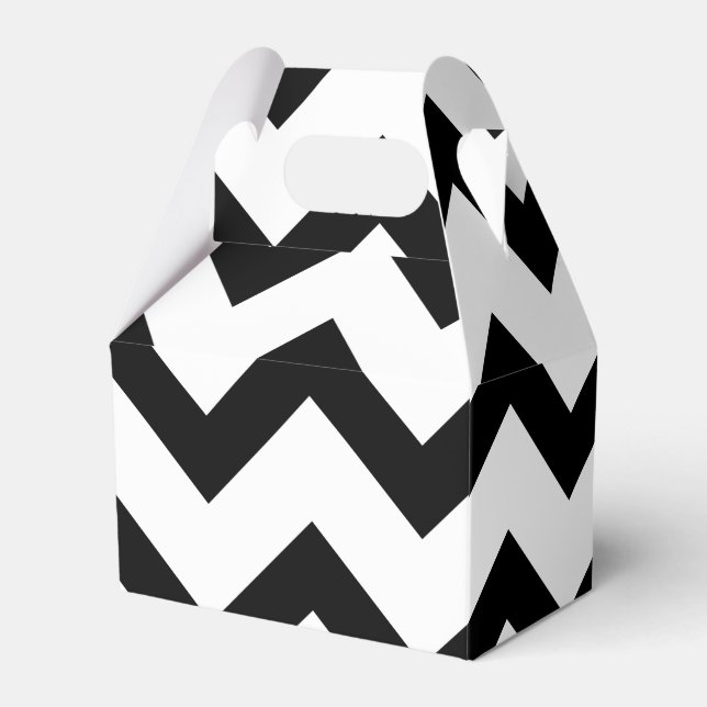 Enkel svart vit chevron mönster linjer retro presentaskar (Framsidan Sidan)