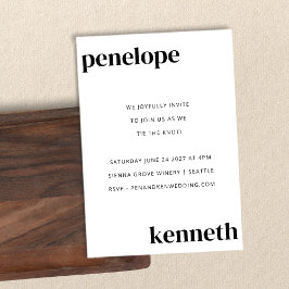 Enkel svart vit Chic Modern Bröllop allt i ett och Inbjudningar