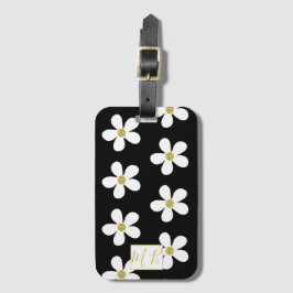 Enkel svart vit Daisy Guld Monogram Travel Bagagebricka